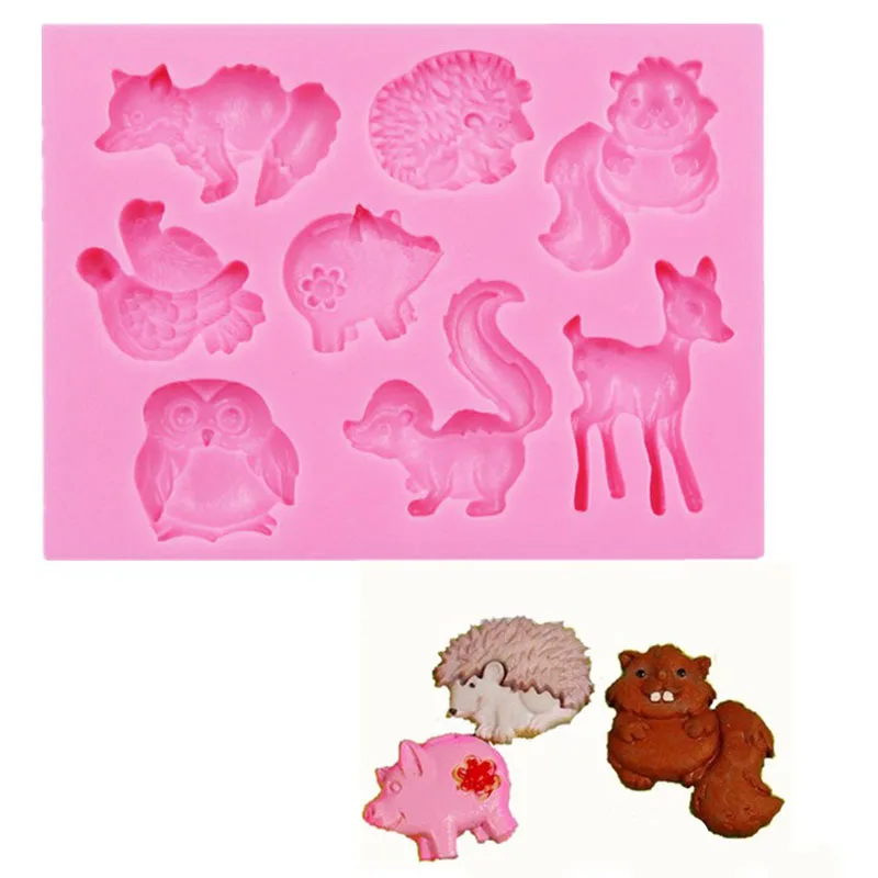Animal Shape Series Liquid Silicone Mold Diy Fudge Crafts Cake Decoration Chocolate Baking Tools Squirrel Deer Owl Clay Mold images - 6