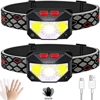 led head lamp with white red light 2 pack motion sensor led headlight head light rechargeable head torch waterproof for camping