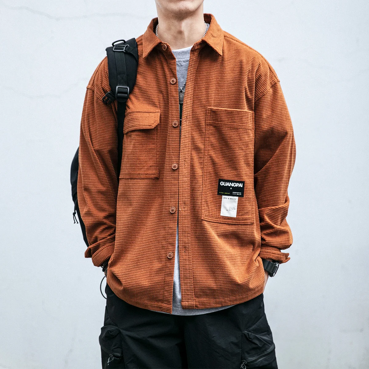 

Рубашка мужская клетчатая с вафельным воротником, модная уличная одежда в Корейском стиле, свободная повседневная куртка в стиле Харадзюку, Y2K, весна-осень