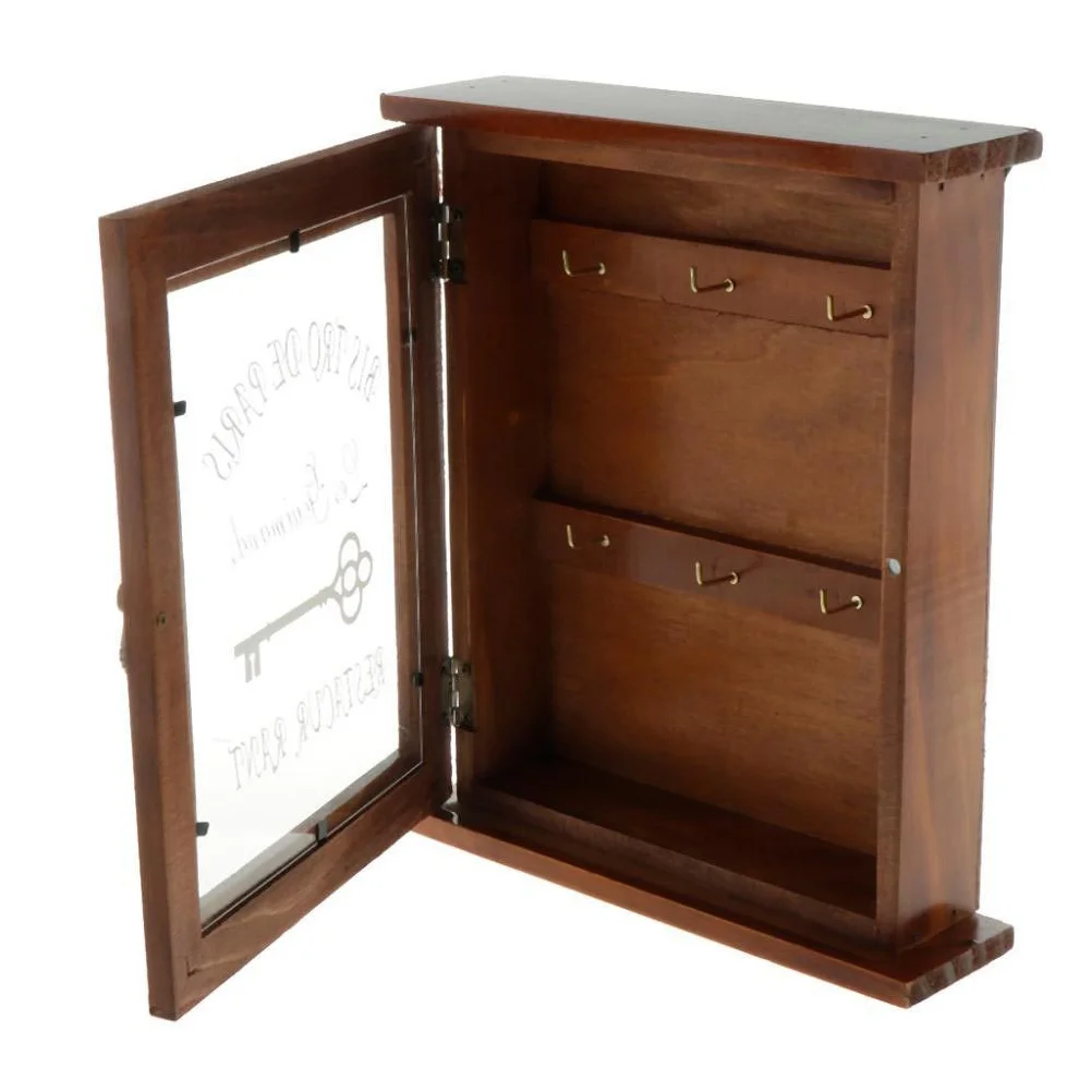 

Retro Wall Mounted Key Cabinet Storage Box Wooden Shelf Brackets Wall-mounted Case Holder on the