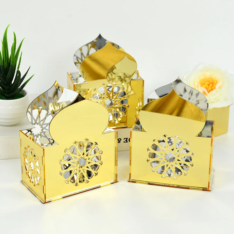 

Eid Mubarak Decoration Gold Mirror Acrylic Candle Holder Desktop Crafts for Islamic Home Table Decor Muslim Ramadan Party Supply