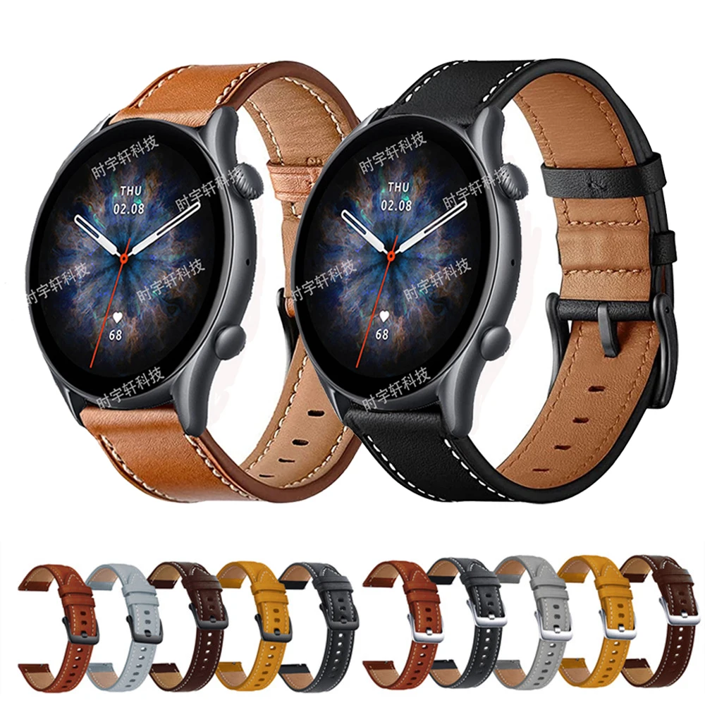 

Ремешок для часов Amazfit GTR 3 и 3 Pro, спортивный кожаный браслет для Amazfit GTR 47 мм/Pace/Stratos 2 2S 3, 22 мм