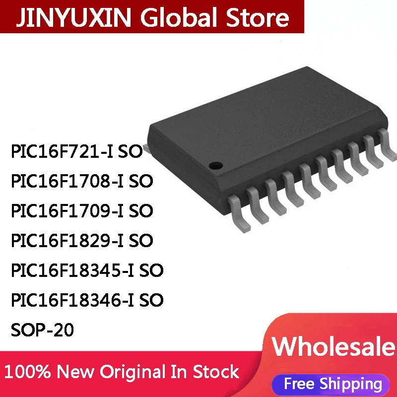 10Pcs New PIC16F721-I 16F721 PIC16F1708-I 16F1708 PIC16F1709-I 16F1709 PIC16F1829-I PIC16F18345-I PIC16F18346-I SO SOP-20 ChiP
