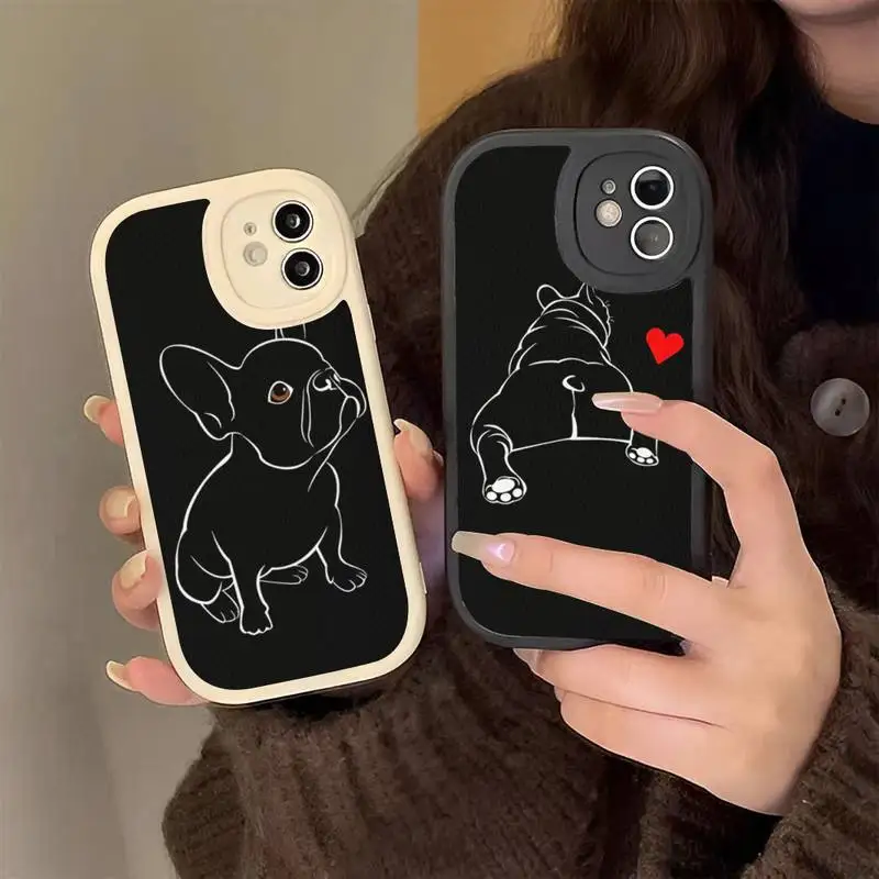 

French Bulldog Phone Case Hard Leather Phone Case for iPhone 13 12 Mini 11 14 Pro Max Xs X Xr 7 8 Plus 6 6s Se silicone Cover