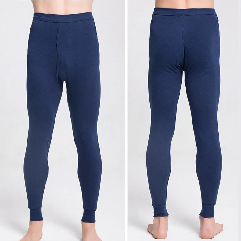 Fashion Thermal Underwear For Men 100%Cotton Long Johns Elastic Thermal Bottoms Underwear Mens Warm Thermo Leggings Long Pants