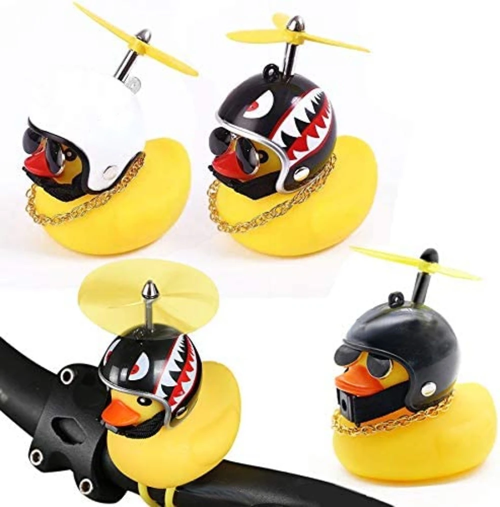 

Broken Wind Rubber Duck With Helmet Pendant Yellow Duck Road Bike Motor Helmet Riding Bicycle Accessories Car Decoration