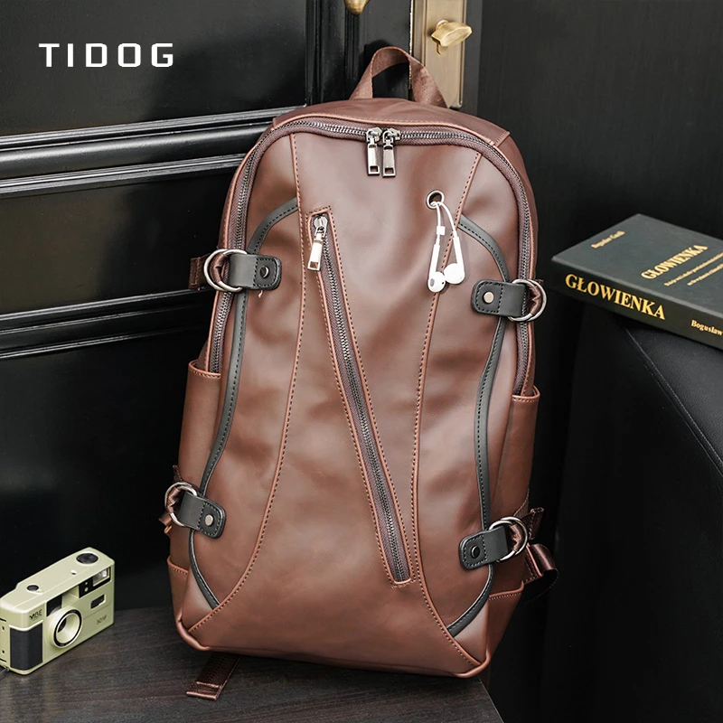 

Tidog Student bag crazy horse leather shoulder retro portable backpack