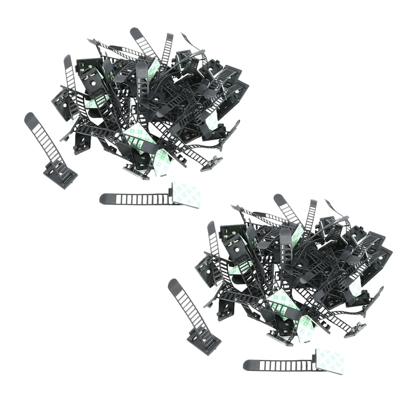 

100 шт. 2 размера регулируемые самоклеящиеся нейлоновые кабельные ремни, кабельные стяжки, зажим для управления проводами, большой и маленьки...