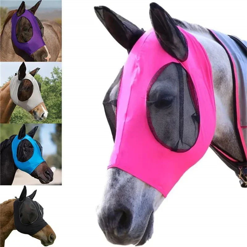 

1PC Fly Horse Mask Anti-Mosquito Breathable Mesh Horse Riding Professional Safe Horse Wear Decoration Equestrian Supplies