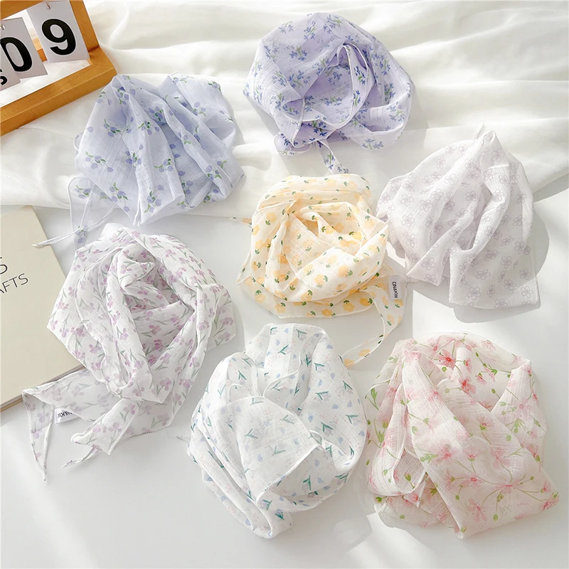 

Solid Color Narrow Long Scarf Long Ribbon Headband Female Neckerchief Professional Spring Summer Soft Versatile Small Shawl