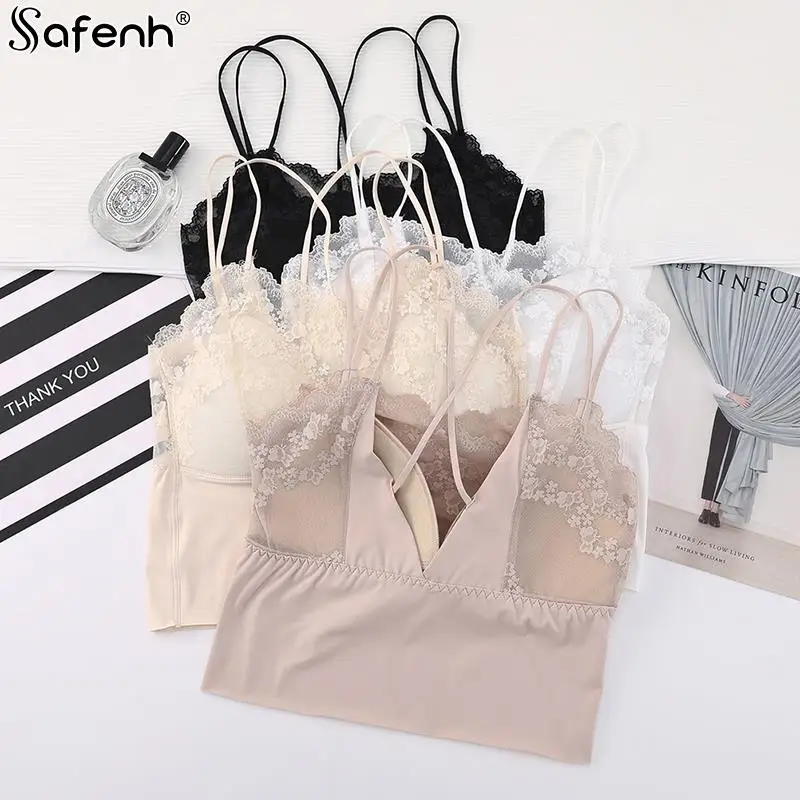 

Adjusted-straps Sexy Lace Bralette Women Leaf Mesh Bra Camis Underwear for Femme Padded Push Up Lingerie Crop Tops Brassiere