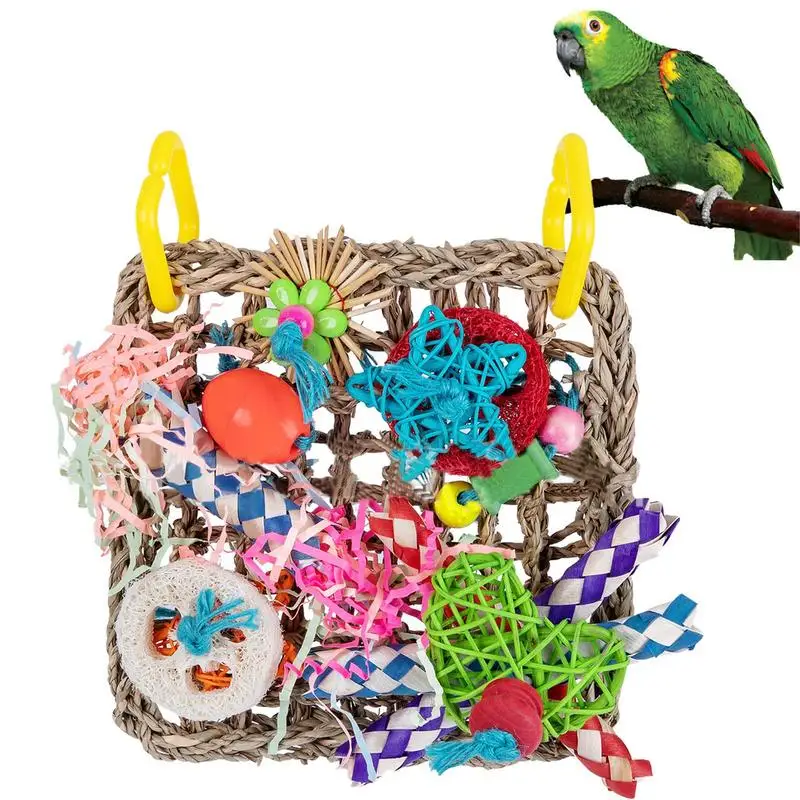 

Игрушки для попугаев, Budgie, игрушка, яркая скалолазающая сетка, натуральный безопасный деревянный блок, качели, жевательные игрушки для всех ...