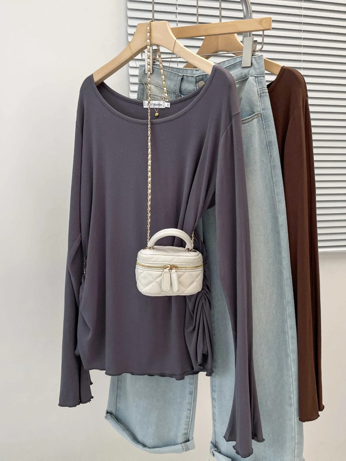 Женская рубашка с длинным рукавом Облегающая большого размера для ранней осени