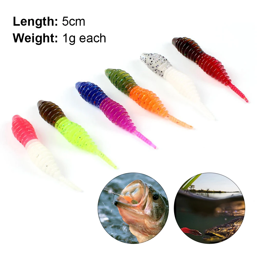 

10pcs Fishing Lure PVC Soft Bait Silicone Lure 50mm Fishing Lure Wacky Worm Set Bass Trout Fishing Tackle Accessories with Box