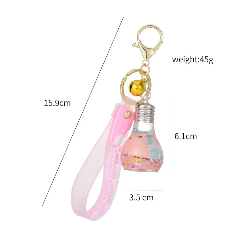Cute Cartoon Creative PVC Leather Rope Acrylic Into The Oil Light Bulb Keychain Men and Women Car Bag Keychain Jewelry Gift images - 6