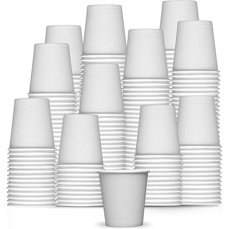 

White Paper Cups, Small Disposable Bathroom, Espresso, Mouthwash Cups Dispenser, Disposable Cups, (500 Pack) 3Oz