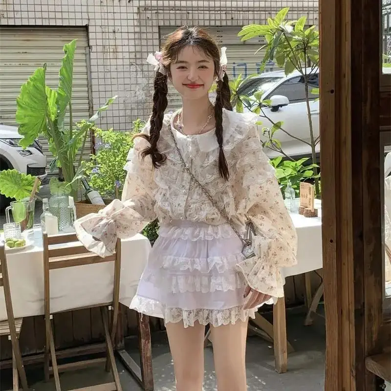 Милая Цветочная рубашка для девочек Джокер 2024 дизайнерская футболка с длинным