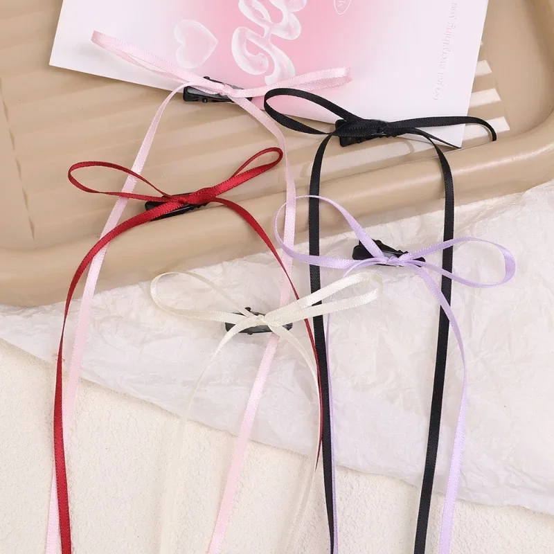 Винтажные заколки для волос с бантом женщин и девочек однотонные милые длинные