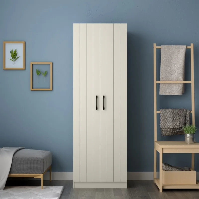 

Lancaster Wood Kitchen Pantry with 2 Doors and 4 Shelves, Ivory