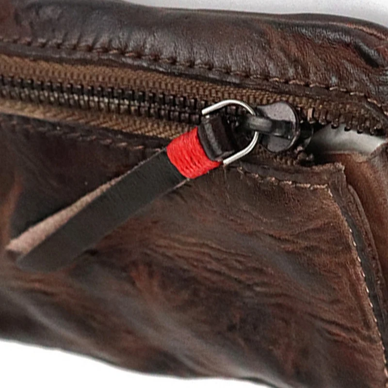 Vintage Men's Genuine Leather Mini Coin Purse Card Case Holder Wallet Clutch Male Short Zipper Small Change Bag images - 6