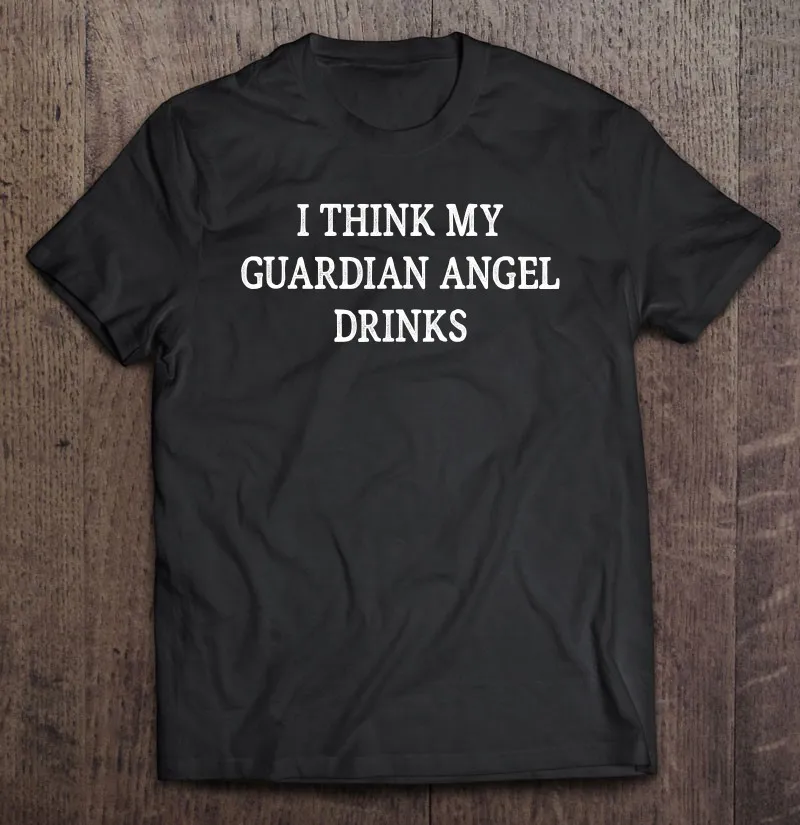 

Футболка в винтажном стиле с надписью «I Think My Guardian Angel напитки», одежда для гольфа, футболки, футболка, футболка с коротким рукавом, аниме, оде...