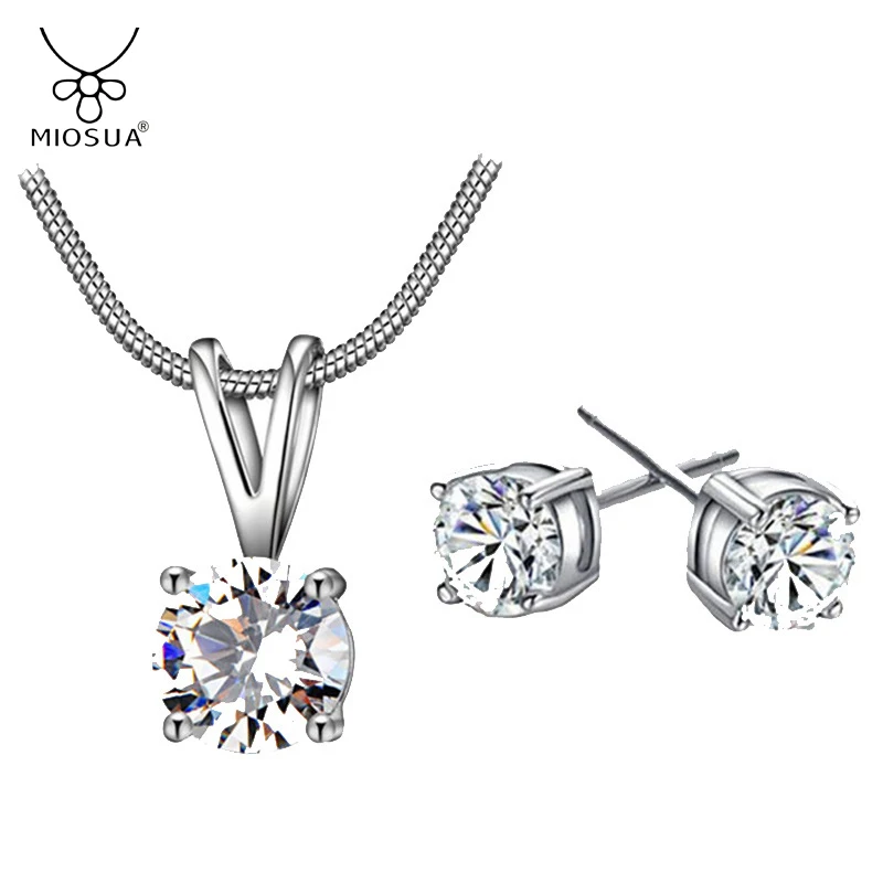 

Zircons Gorgeous Cubic White Gold Color Wedding Bridal Necklace Earrings Set for Brides Thanksgiving Party Gifts Indian jewelry