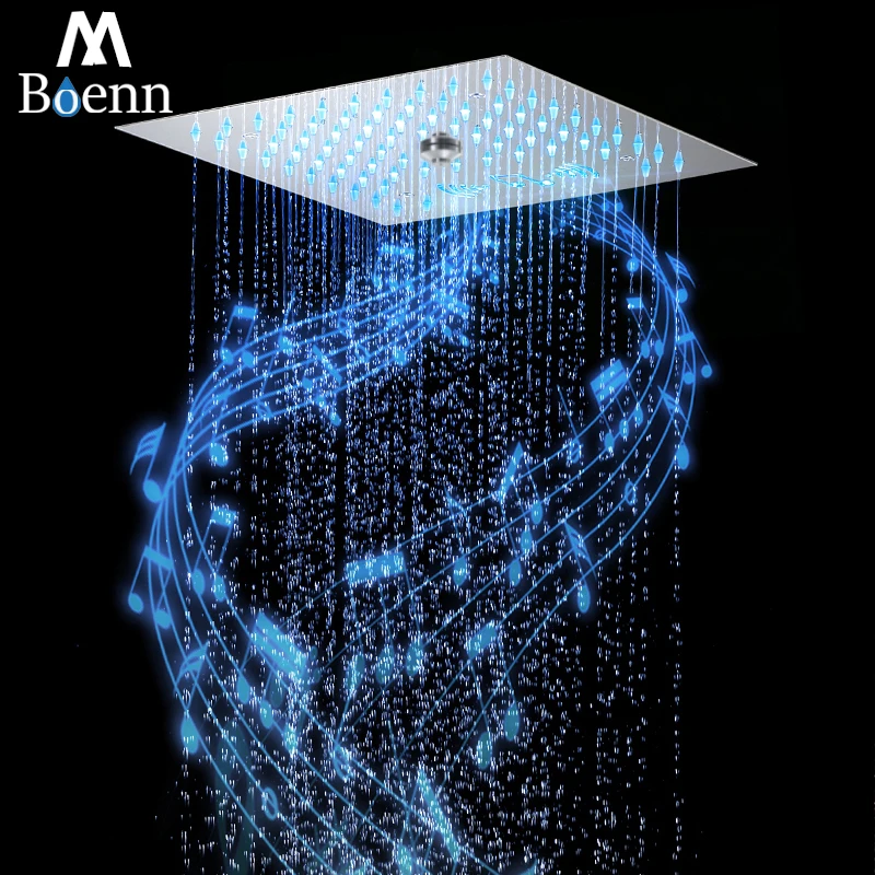 

M Boenn 12 Inch Music ShowerHeads 2 Function Embeded Ceiling Stainless Steel LED Shower Panel For Bathroom Shower Set Accessorie
