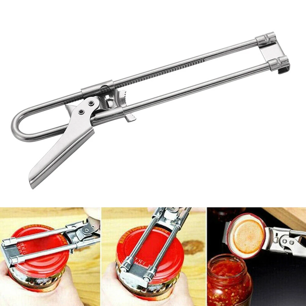 

Adjustable Jar Opener Stainless Steel Manual Bottle Lid Opener For Weak Hands Easy Grip Kitchen Accessories Gadgets Tools