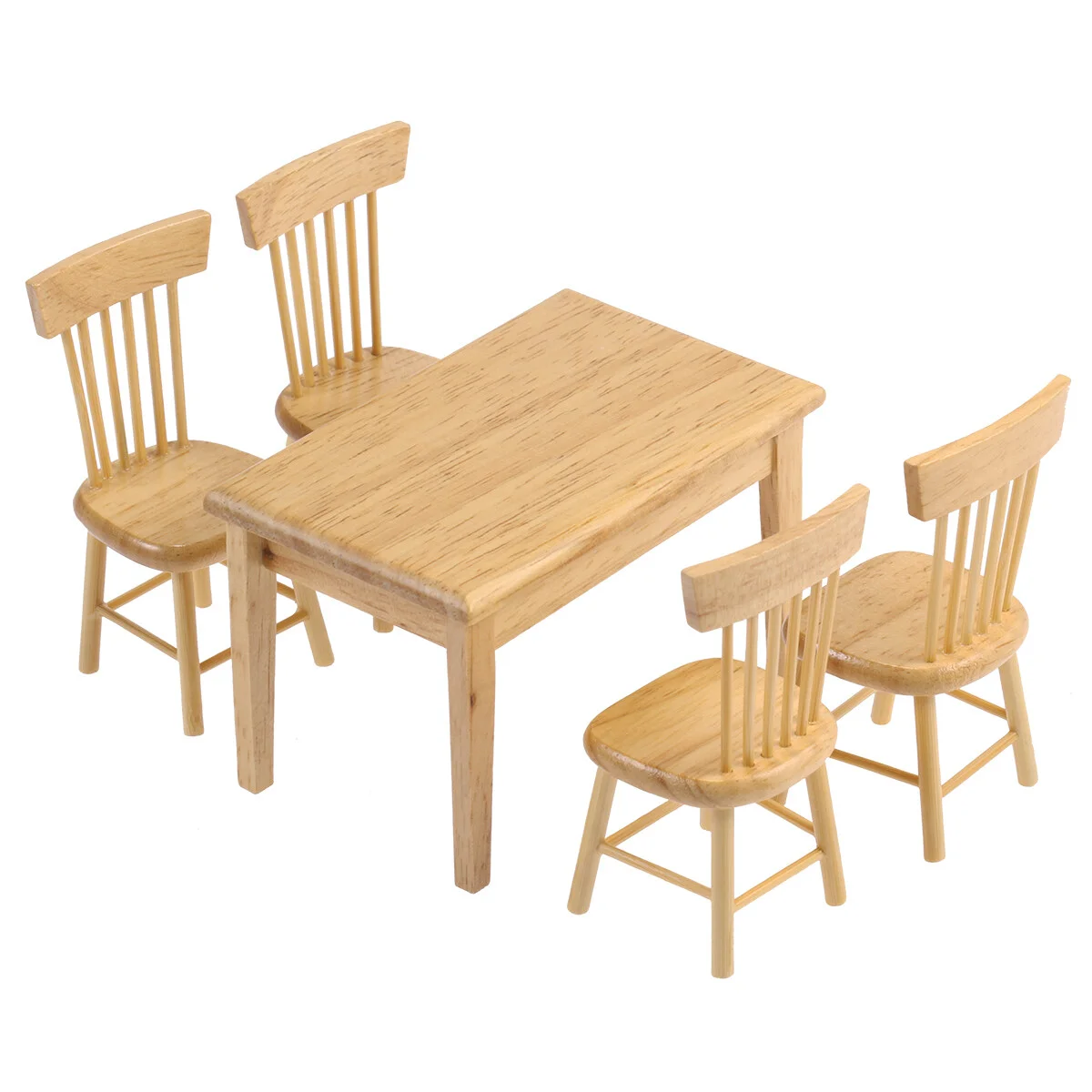 

Dining Table Chairs Mini Toy House Furniture Wooden Model Miniature Bamboo Child