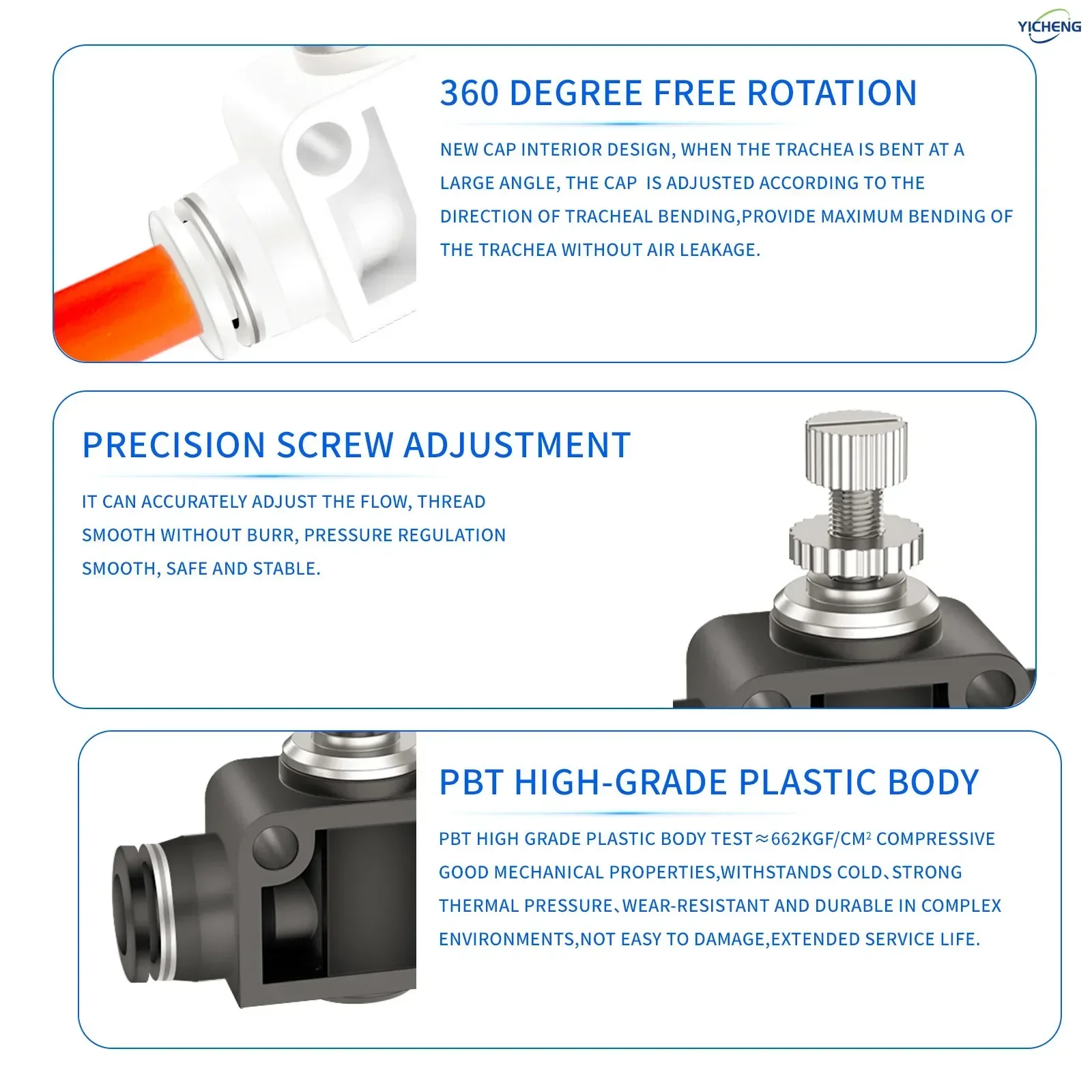 YICHENG PNEUMATIC внешний диаметр трубки 8 мм — клапан регулирования воздушного потока с