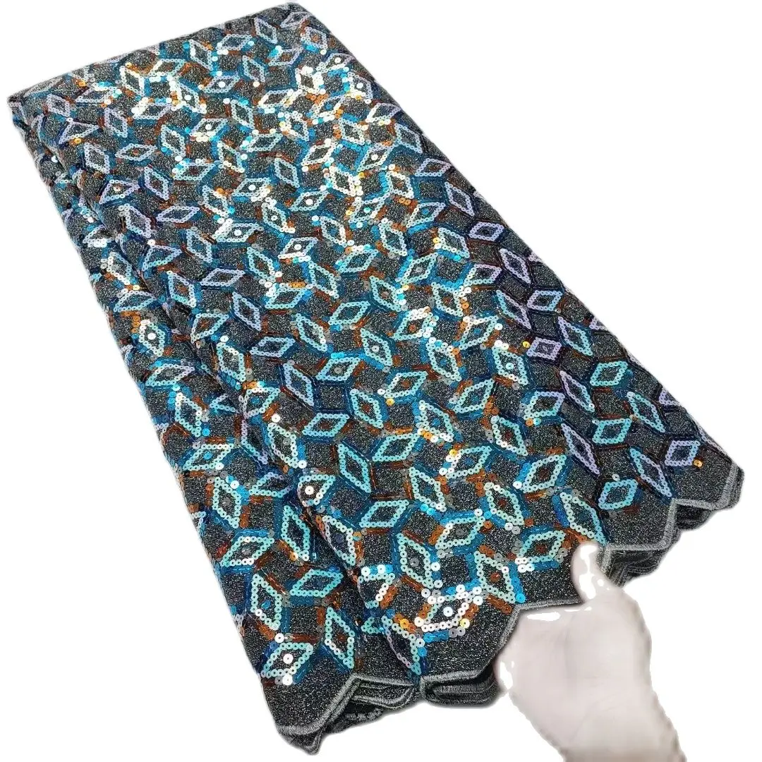 

Luxury Shinning Double Net African Sequins Lace 2023 High Quality Sequins French Tulle Mesh For Dresses 5 Yards/Lot