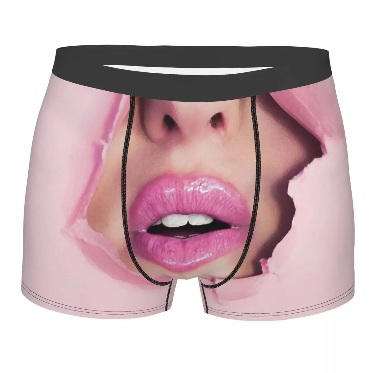 

Cant Breathe Pink Lip Peeping Through A Hole In Pink Paper Mouth Underpants Panties Male Underwear Ventilate Shorts Boxer Briefs