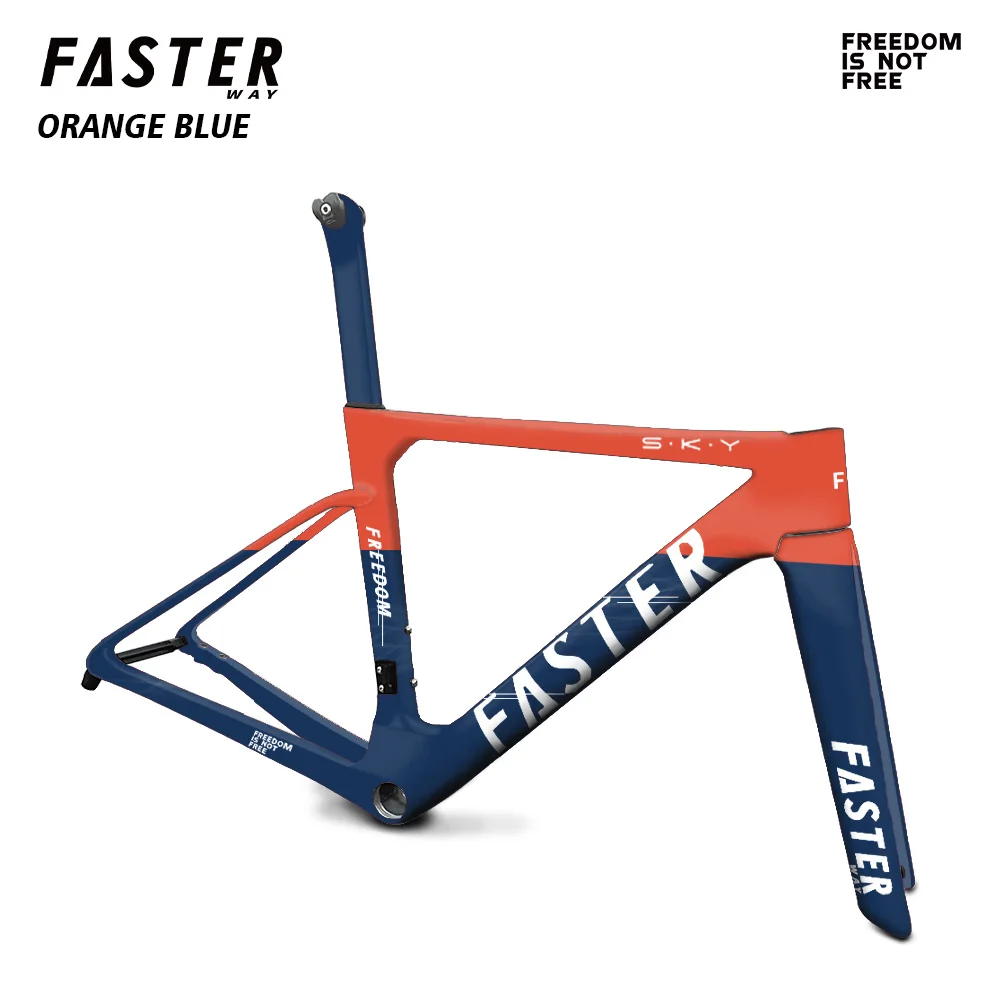 Фото 2026 FASTERWAY Freedom Gold Point Frameset Карбоновая дорожная рама для велосипеда с вилкой, зажим для подседельного штыря, гарнитура, руль 32C, дисковый тормоз №4