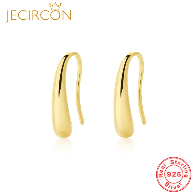 

JECIRCON 925 Sterling Silver Metal Glossy Water Drop Stud Earrings for Women Simple All-match Fashion Earrings Fine Jewelry