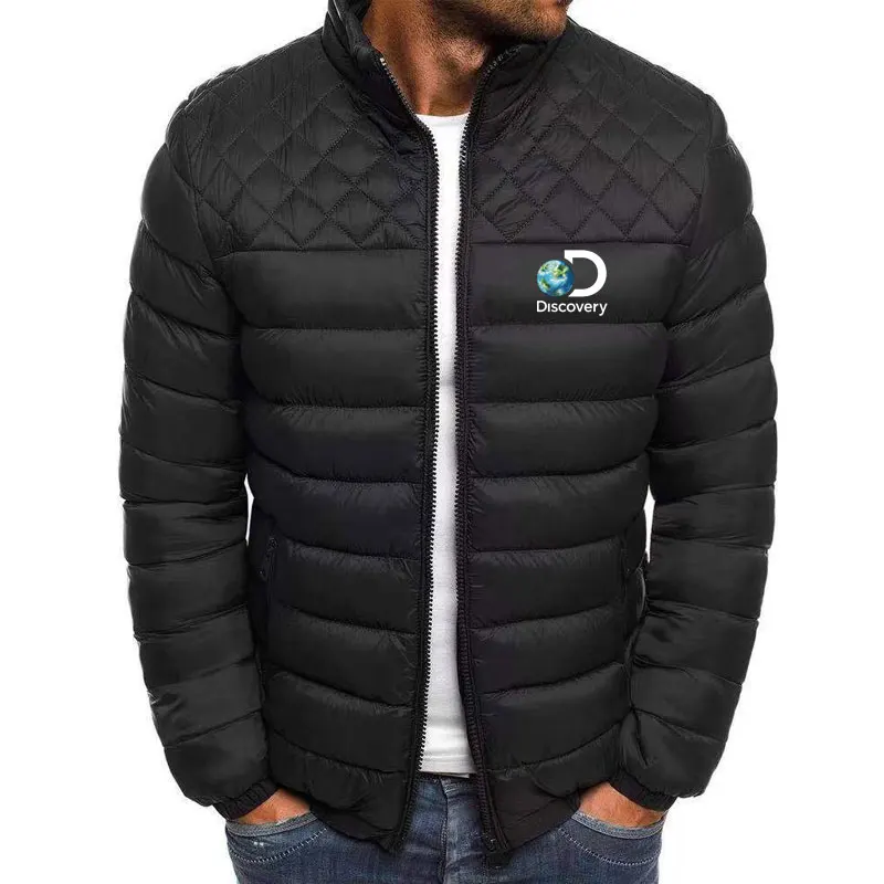 Chaqueta de plumón de alta calidad con estampado de Discovery Channel para hombre y mujer, ligera y delgada, del mismo estilo, a