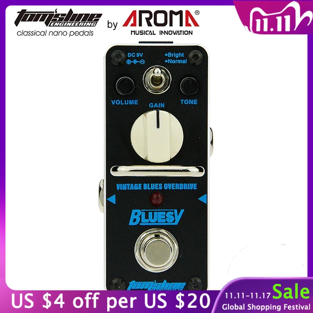 

Aroma ABY-3 Bluesy Electric Guitar Effects Pedal Vintage Blues Overdrive Pedal Mini True Bypass Guitar Effect Parts Accessories