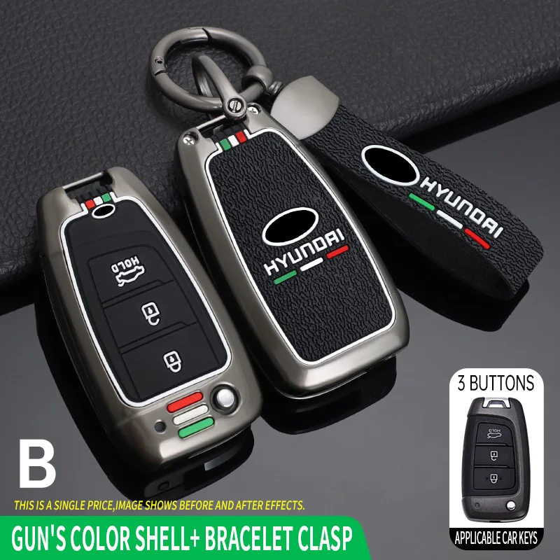 

Чехол-книжка для автомобильного ключа из цинкового сплава для Hyundai Elantra Solaris Tucson i30 i35 i40 KONA Genesis Santa Fe Azera