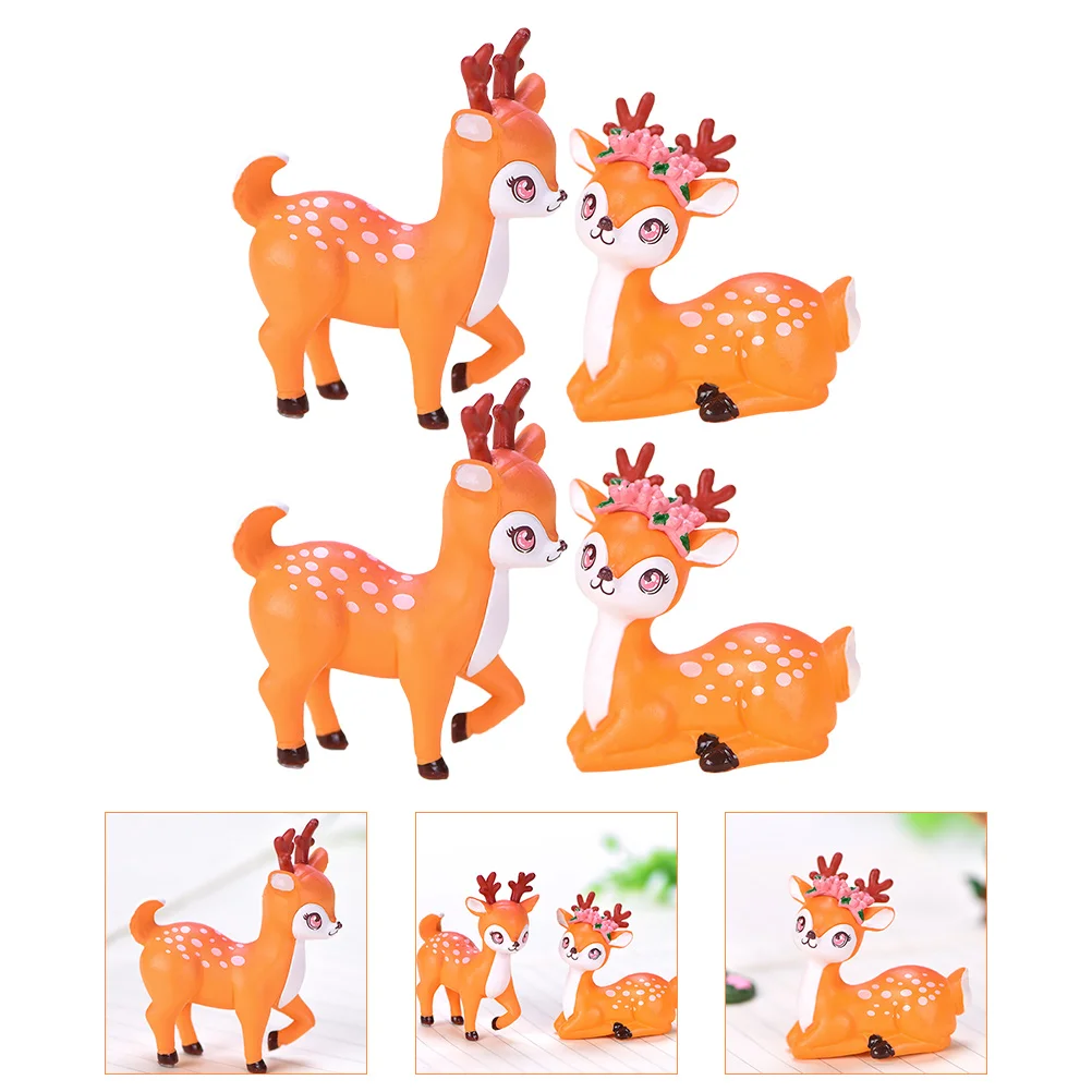 

4pcs Plastic Deer Figurines Miniature Deer Figurines Home Office Decor Garden Decoration