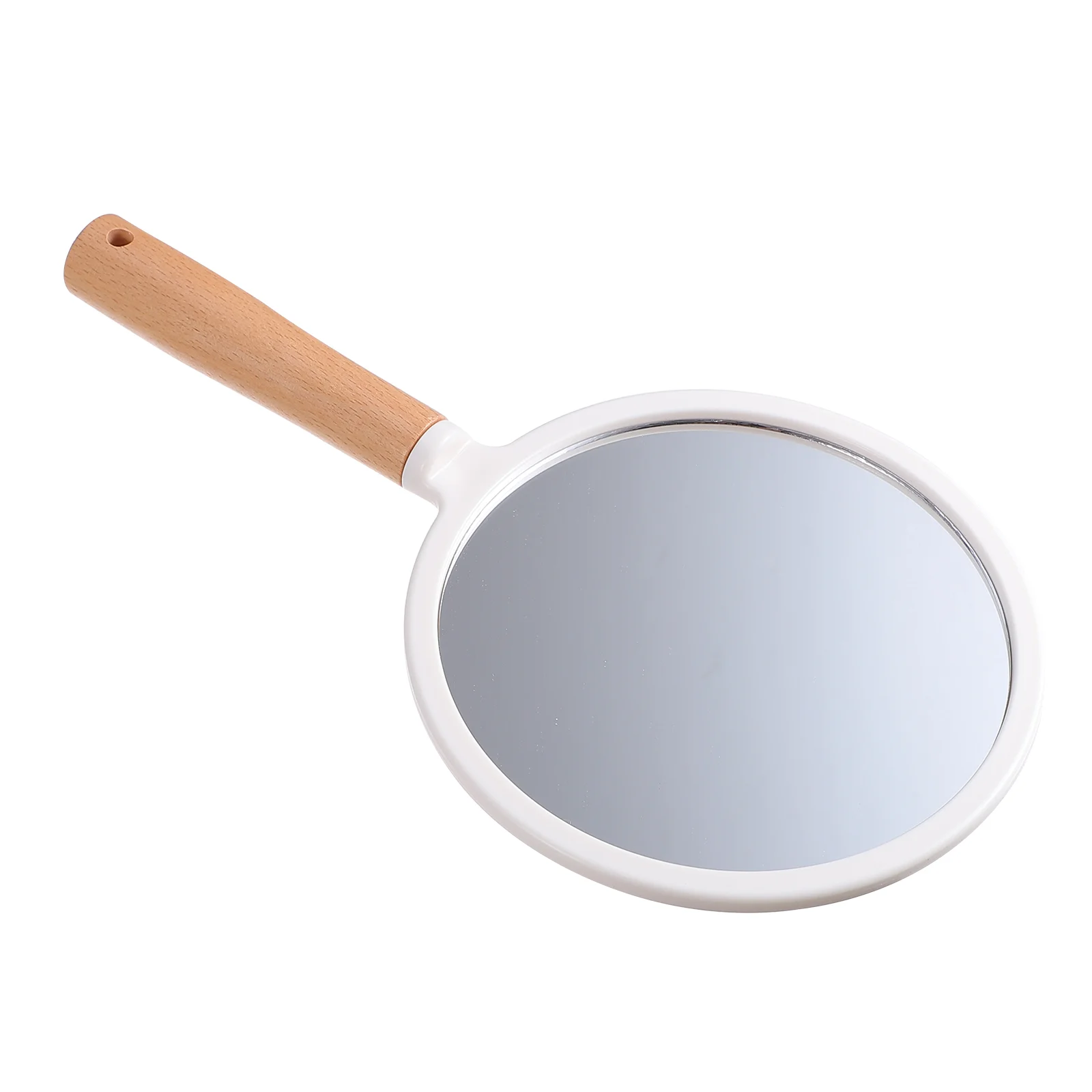 

Hand Held Mirror Single Handle Salon European Style Women Makeup White Abs Miss