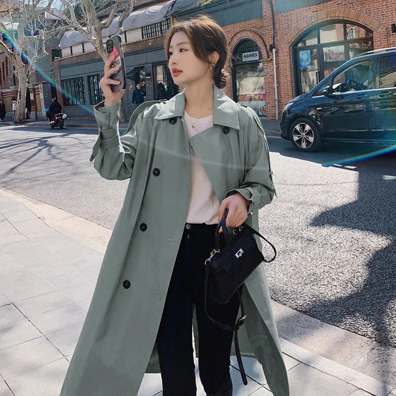 

Тренчкот средней длины Real shot, Новинка осени, жареная уличная королевская сестра, темпераментный повседневный костюм, куртка, 2022