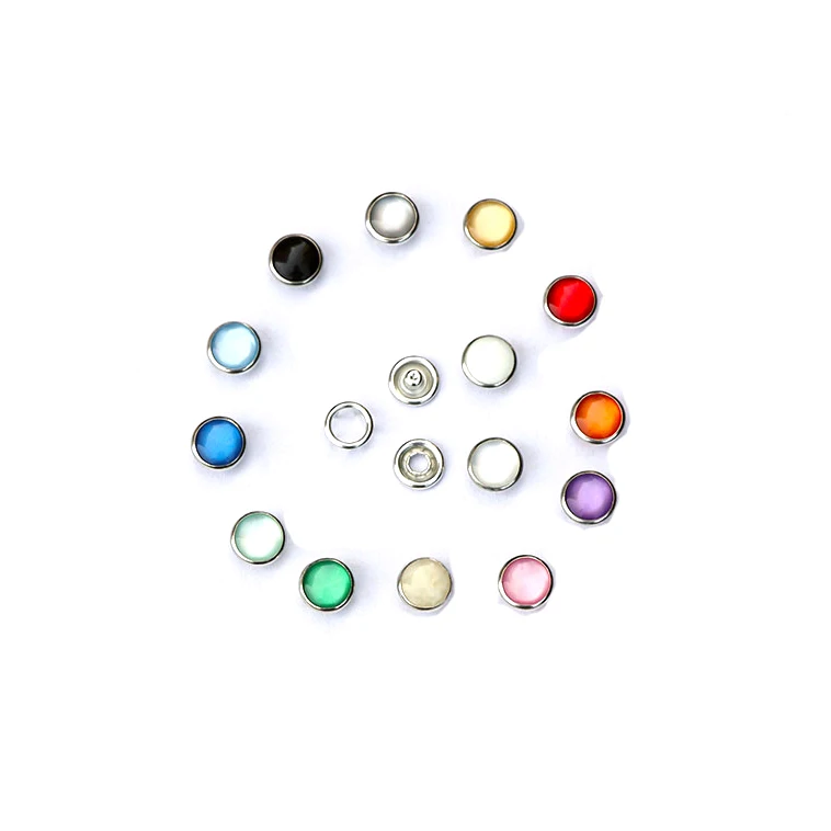 

20 sets of environmentally friendly pearl quality 10 mm hollow 8 color metal brass buckle buckle wholesale children's button