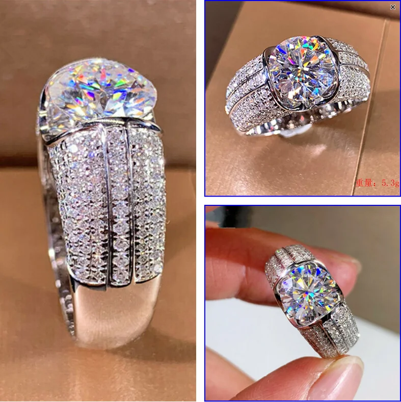 

Eight hearts and eight arrows carat diamond ring copper inlaid zircon men and women ring new fashion high-end banquet jewelry