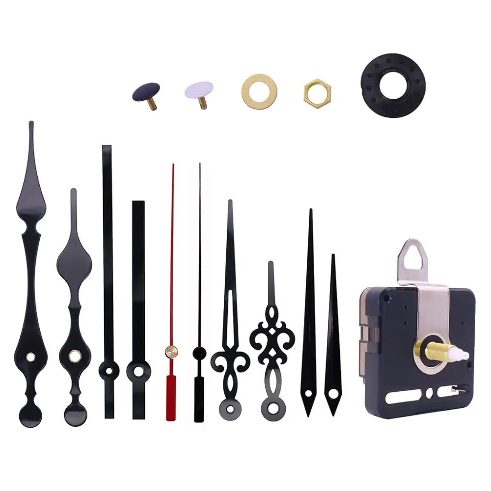 Тихие черные часы часовой механизм сканирование секунд с 4 комплектами