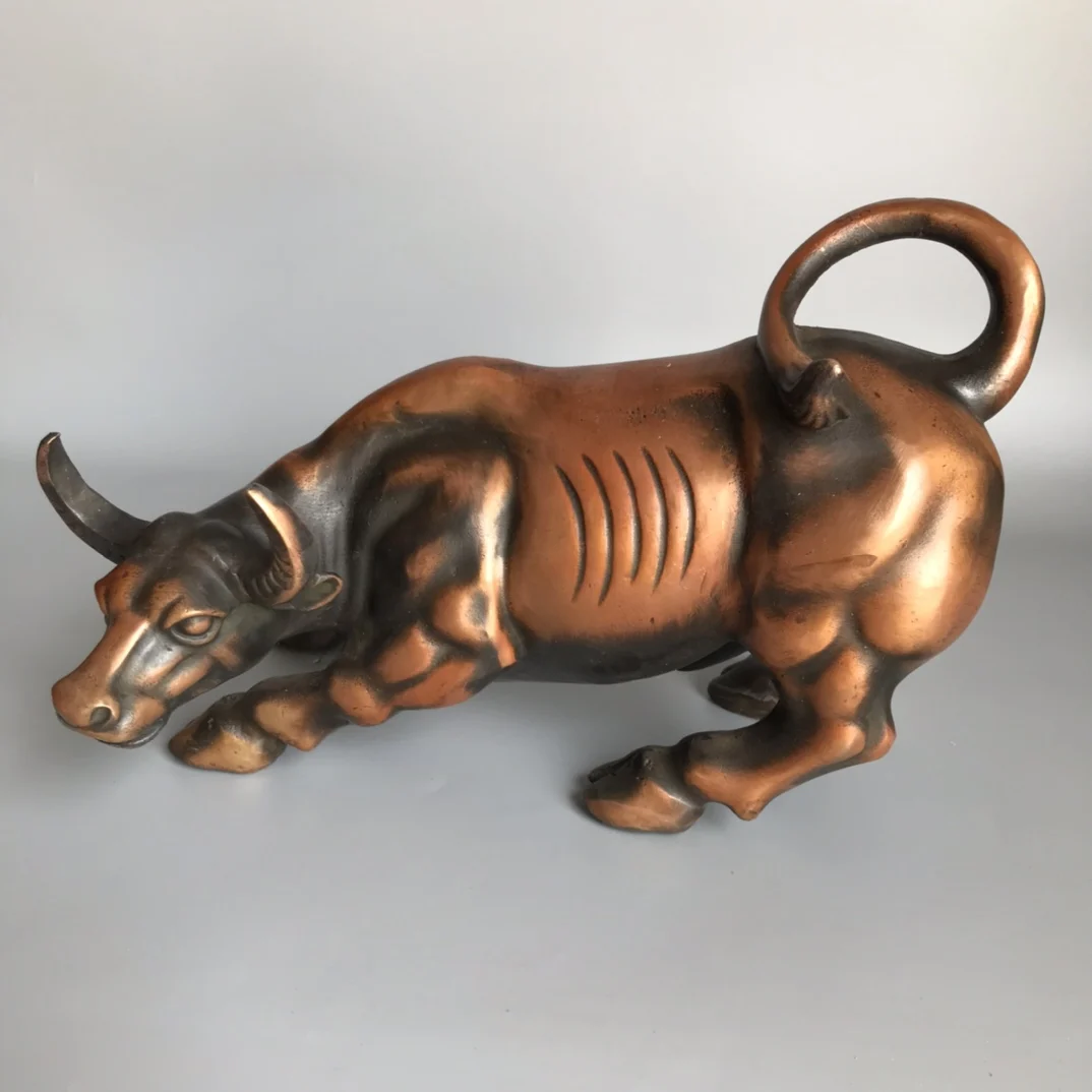 

Exquisite Collection Chinese Pure Copper Bull OX Statue Home Crafts Ornaments Living Room Furniture Ornaments