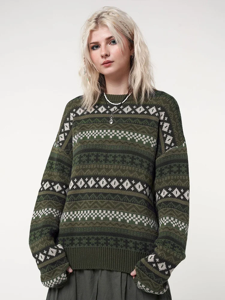 

Harajuku Vintage Striped Sweaters Women Autumn Winter Korean Style Preppy Style Pullovers Oversized Loose Casual Knitted Jumpers