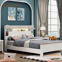 Children's Bed All Solid Wood Football Shape Boy Storage Bedside 1.5 Meters Cartoon Pattern Single Bed Suite Furniture European
