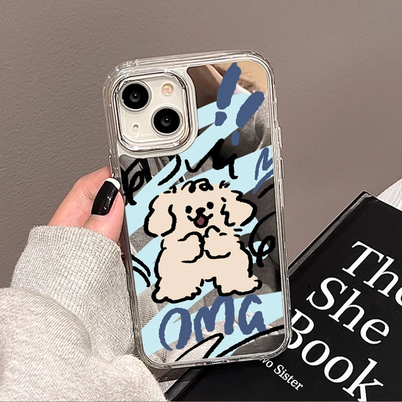 

Luxury Cartoon Makeup Mirror Plating Phone Cases for iPhone 11 Case iPhone 11 12 13 14 Pro Max X Xs Xr Max Soft Clear Back Cover