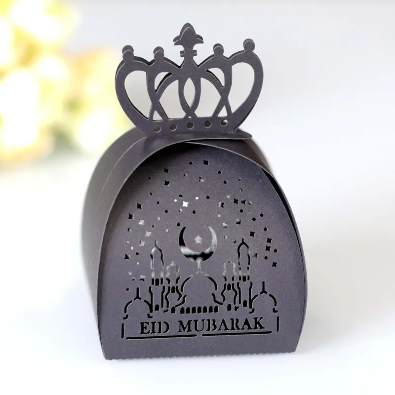 

50pcs EID Mubarak Chocolate Candy Dragees Box Cookie Gift Packaging Boxes Ramadan Kareem Decor Islamic Muslim Party Supplies