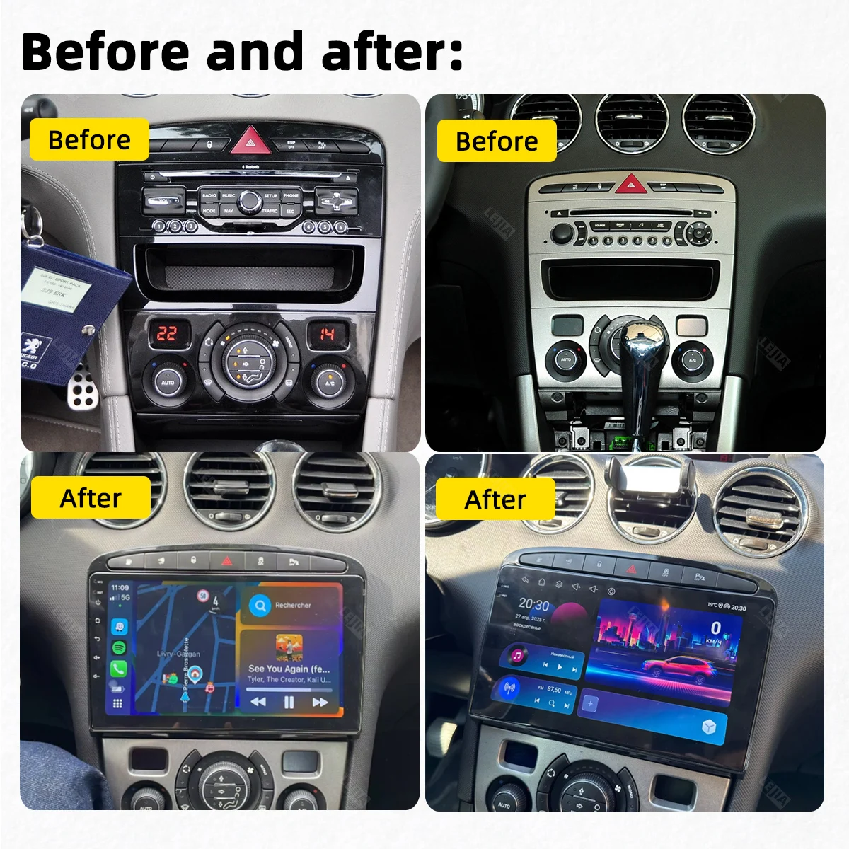 Фото Автомобильный радиоприемник для Peugeot RCZ 308 SW 2007-2015 408 2012-2020 Android Мультимедийная GPS-навигация Carplay Головный блок Стерео 2 Din 4G №2