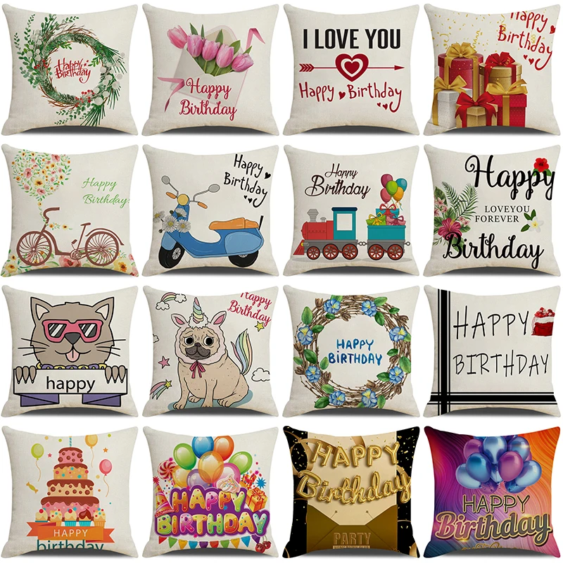 

Birthday Party Decorations Cushion Cover 45x45cm Pillowcase DIY Party Seat Decor Pillow Cover Kids Birthday Supplies Pillow Case